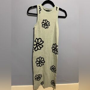 Wild Fable Gray Sweater with Black Floral Pattern